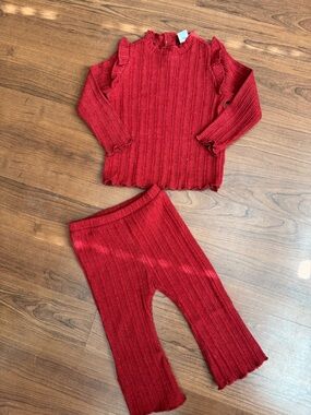Old Navy Red Ribbed Knit 2-Piece Set